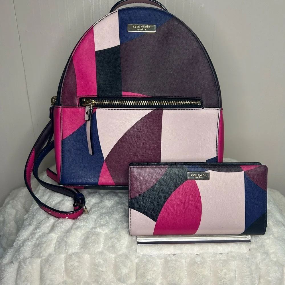 Kate Spade New York Laurel Way Sammi Multicolored Backpack with Wallet Set
